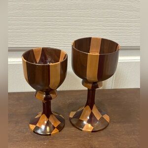 Two-Tone Wooden Wine Glasses A Set Of 2